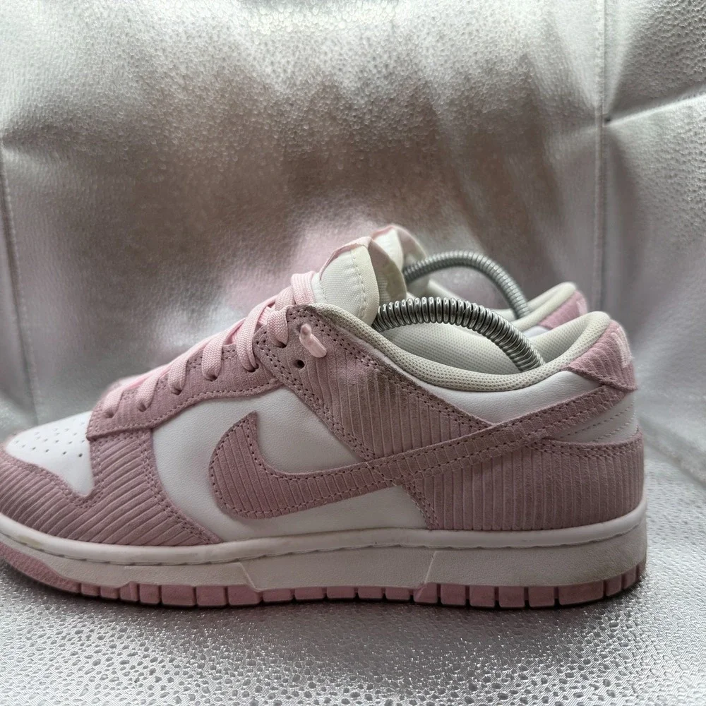 Size 10 Nike Dunk Low Pink Corduroy White/Pink Women Sneakers FN7167-100